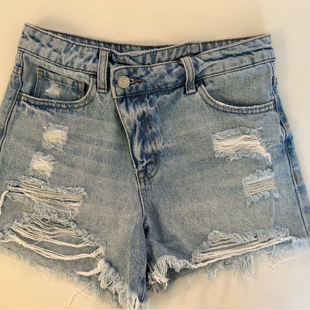 VERVET BY FLYING MONKEY Blue Distressed Jean Shorts